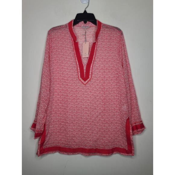 NWT St Tropez West red white swimsuit cover up tunic - XL - Picture 1 of 5